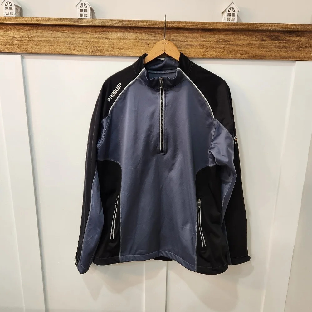 ProQuip Cyclone 1/4 Zip Golf Jacket Windproof Performance Mens Large Gra…